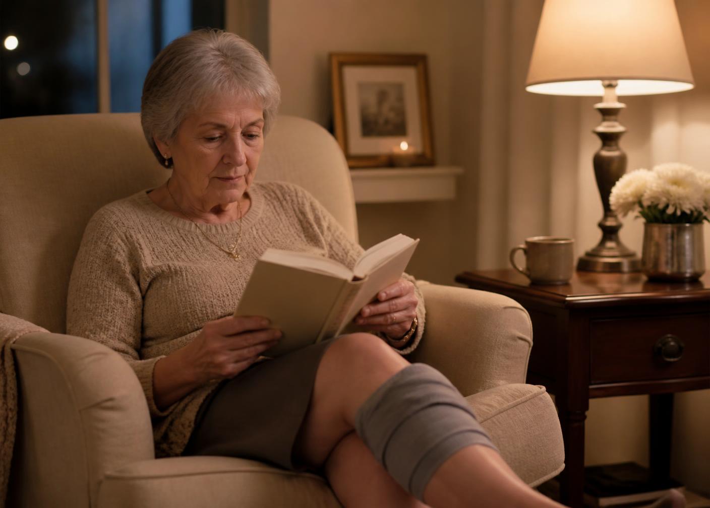 A warm reading chair beside a lamp in a quiet sitting room, the kind of room our products are used in.